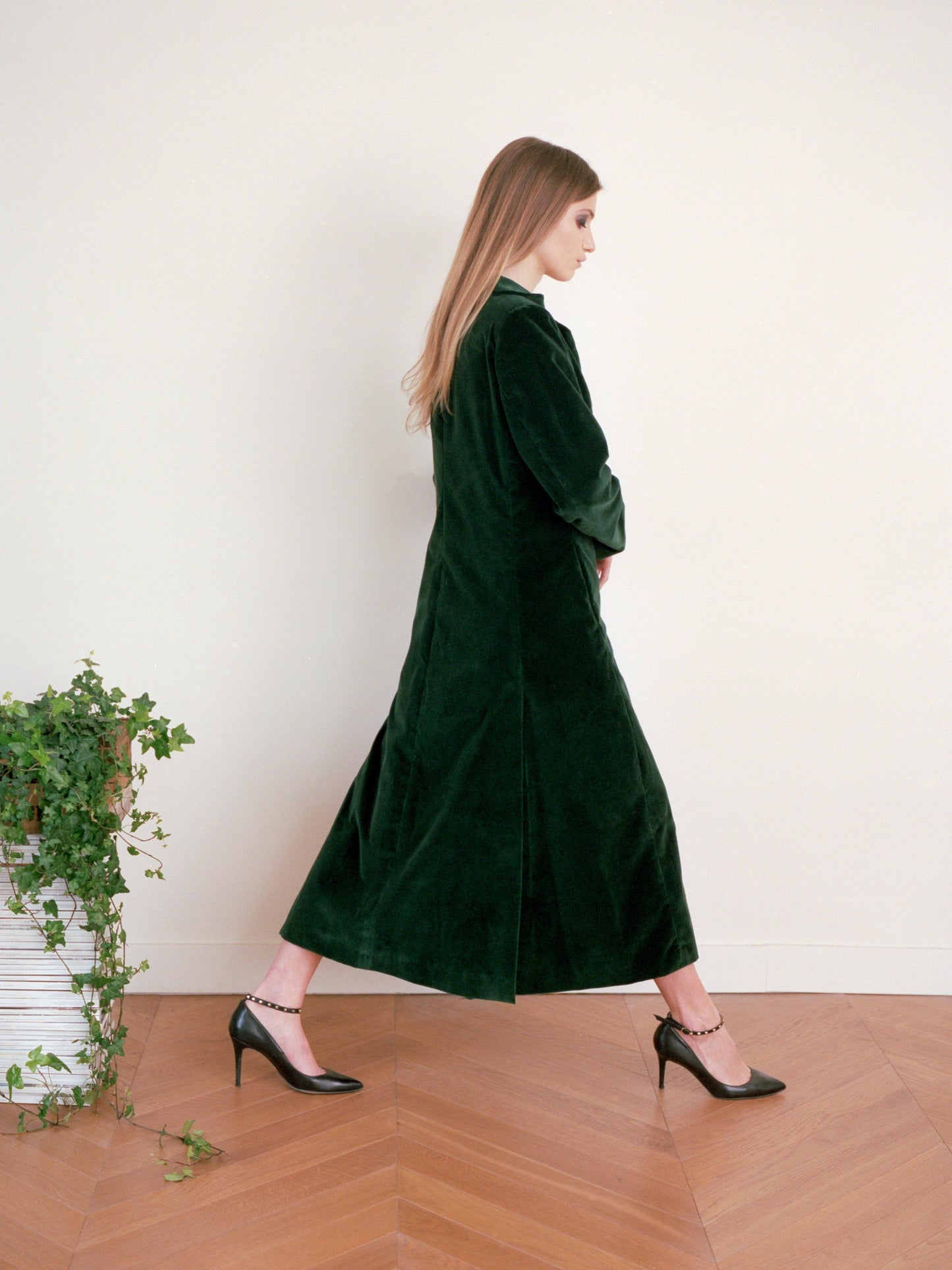 Velvet Green Coat Kiki