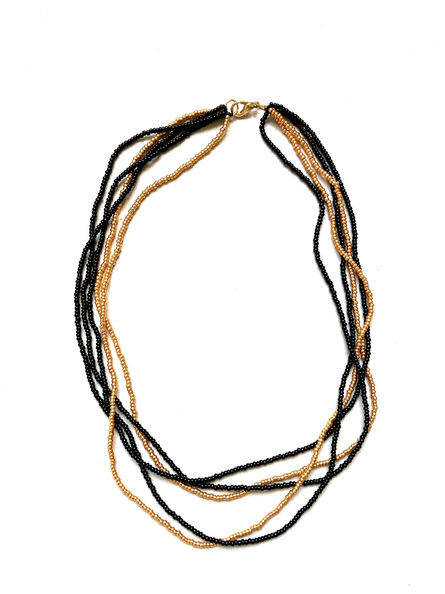 Paloma Necklace black and gold beading
