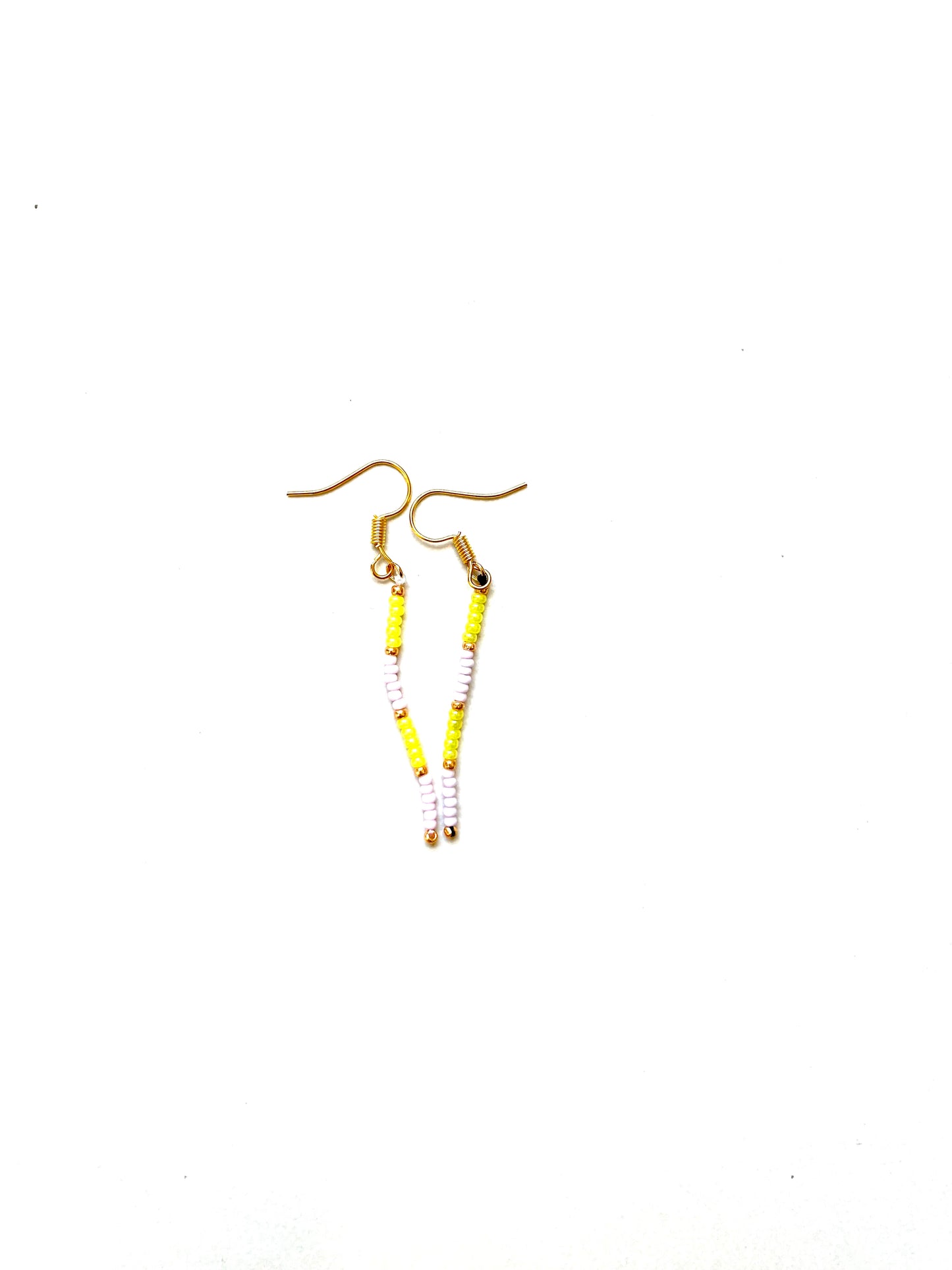 Tucan earrings yellow and lilac beading